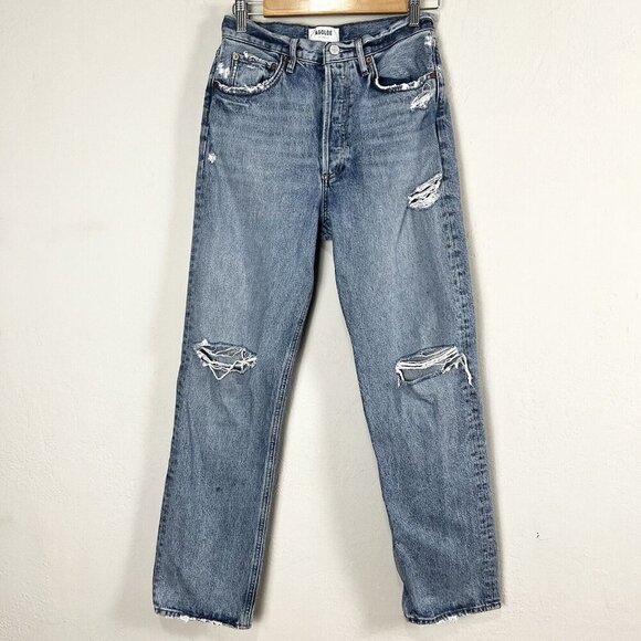 Agolde 90's Mid Rise Loose Jeans Isolate‎ Distressed 100% Cotton Size 25 - Picture 2 of 13